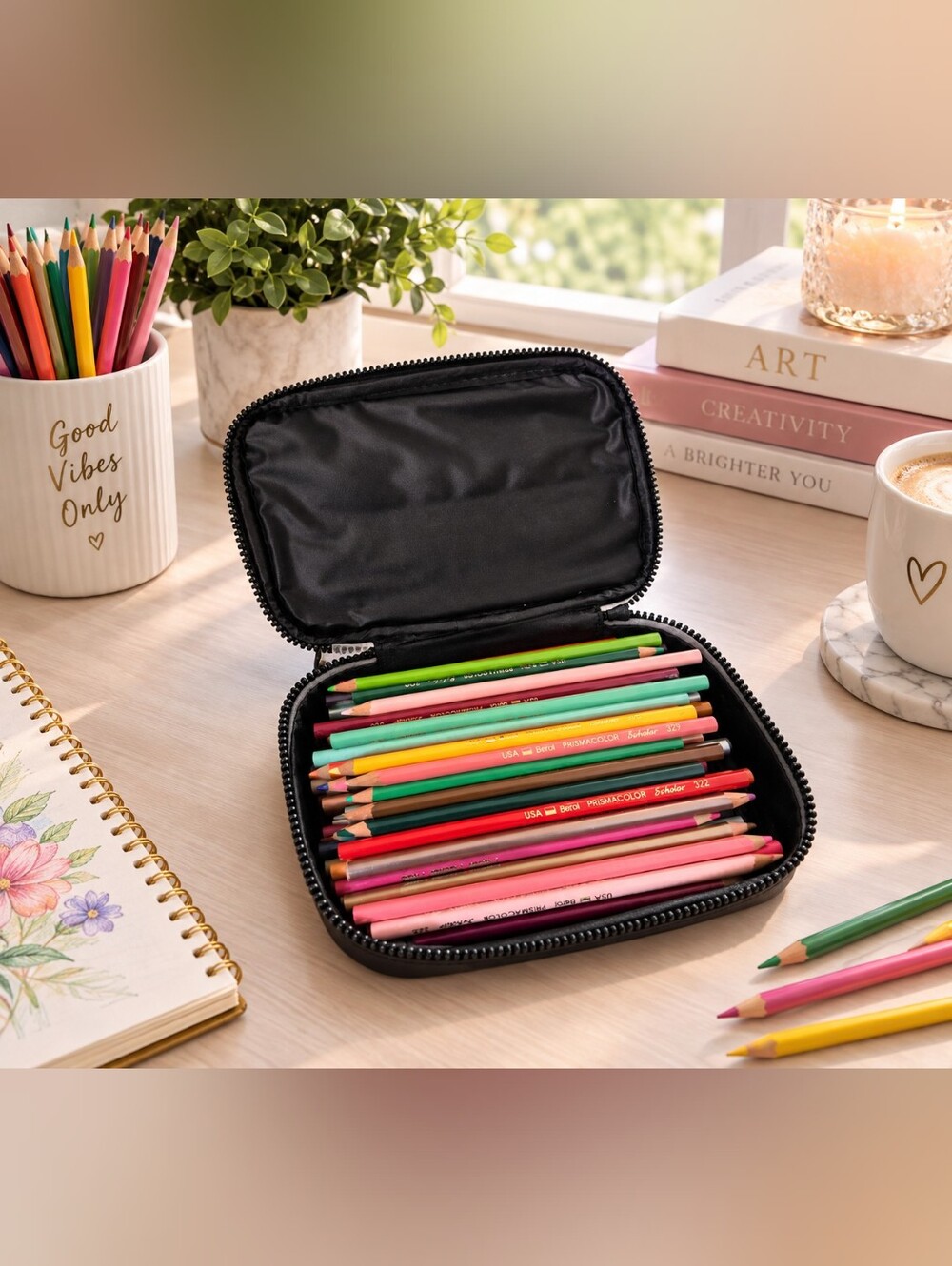 100 Prismacolor Scholar Colored Pencils Set with Zippered Case